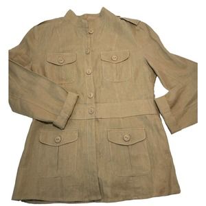 Sunny Leigh Women’s Sz 8 Jacket Blouse Button Up 100% Linen